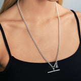 Heavy Flat Curb T-Bar Necklace