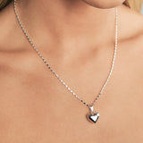 Puffy Heart Segmented Box Chain Necklace