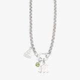 Old English Initial Birthstone Belcher Necklace