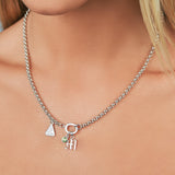 Old English Initial Birthstone Belcher Necklace