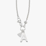 Block Initial Heart Clasp Belcher Necklace