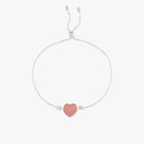 Adjustable Bracelet with Pink Opal Heart