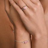 Adjustable Bracelet with Pink Opal Heart