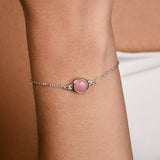 Adjustable Bracelet with Round Pink Opal