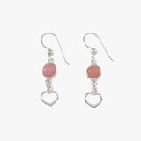 Pink Opal Heart Drop Earrings
