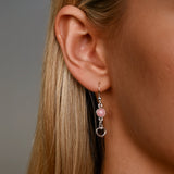 Pink Opal Heart Drop Earrings