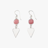 Round Pink Opal & Heart Drop Earrings
