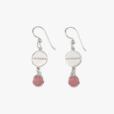 Round Pink Opal & Disc Drop Earrings