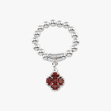 Garnet Clover Stretchy Ring