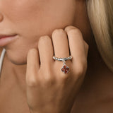 Garnet Clover Stretchy Ring
