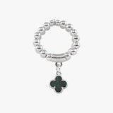 Malachite Clover Stretchy Ring