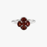 Garnet Clover Fine Ring