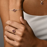Garnet Clover Fine Ring