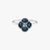London & Sky Blue Topaz Clover Fine Ring