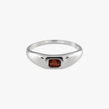 Emerald Cut Garnet Signet Ring