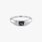 Emerald Cut London Blue Topaz Signet Ring
