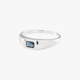 Emerald Cut London Blue Topaz Signet Ring