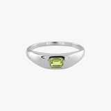 Emerald Cut Peridot Signet Ring