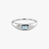 Emerald Cut Sky Blue Topaz Signet Ring