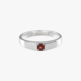 Round Garnet Square Edge Signet Ring