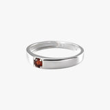 Round Garnet Square Edge Signet Ring