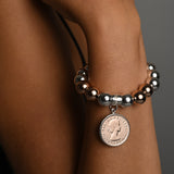 Two Tone Stretchy Bracelet with Half Penny