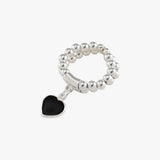 Black Onyx Heart Stretchy Ring