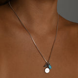 Box chain necklace with pear turquoise & toggle