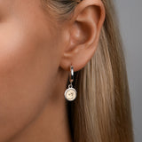 Hinged Hoop Earrings (15mm) with Micro Coins
