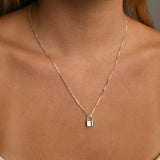 Initial lock necklace with fine box chain