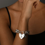 Silver Medium Mama Heart Padlock Bracelet