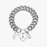 Silver Medium Mama Heart Padlock Bracelet