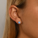 Cased Blue Czelline Opal Round Studs