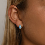 Pear Shaped Blue Czelline Opal Studs