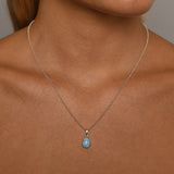 Pear Blue Czelline Opal Ball Chain Necklace