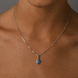 Pear Blue Czelline Opal Box Chain Necklace