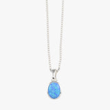 Oval Blue Czelline Opal boxchain Necklace