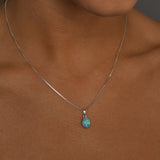 Oval Blue Czelline Opal boxchain Necklace