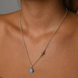 Blue Czelline Opal & Ball Necklace