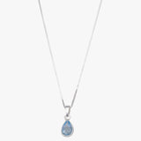 Fine box chain necklace with pear blue topaz