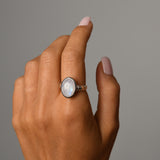 Large oval moonstone ring