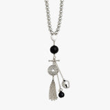 Coin, Onyx & Tassel Talisman Necklace