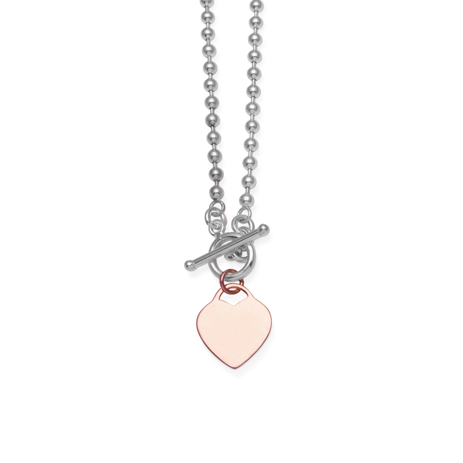Thick ball chain necklace with flat heart - Von Treskow