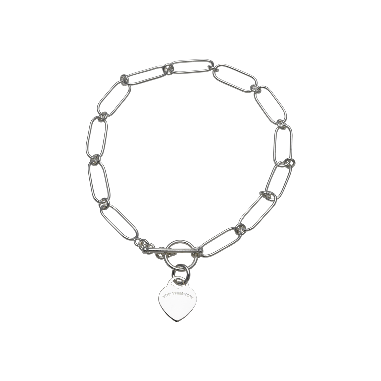 Fine open clip chain bracelet with VT flat heart - Von Treskow