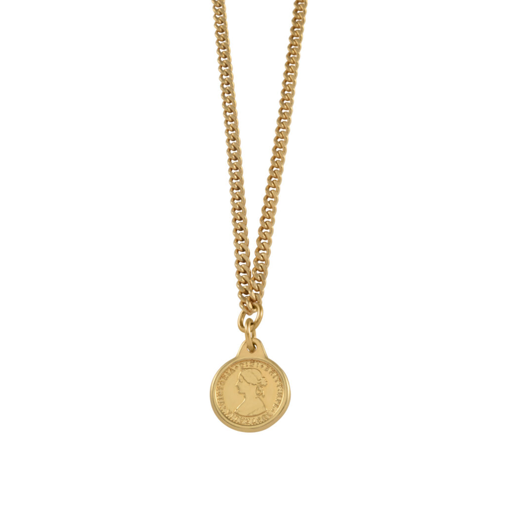 Curb Chain Necklace with Mini Coin - Von Treskow