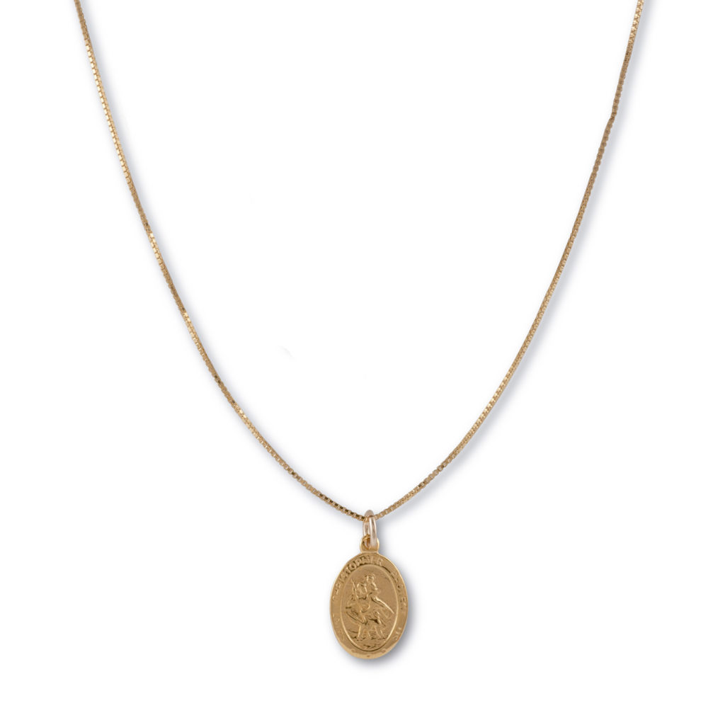 Box chain necklace with St Christopher - Von Treskow