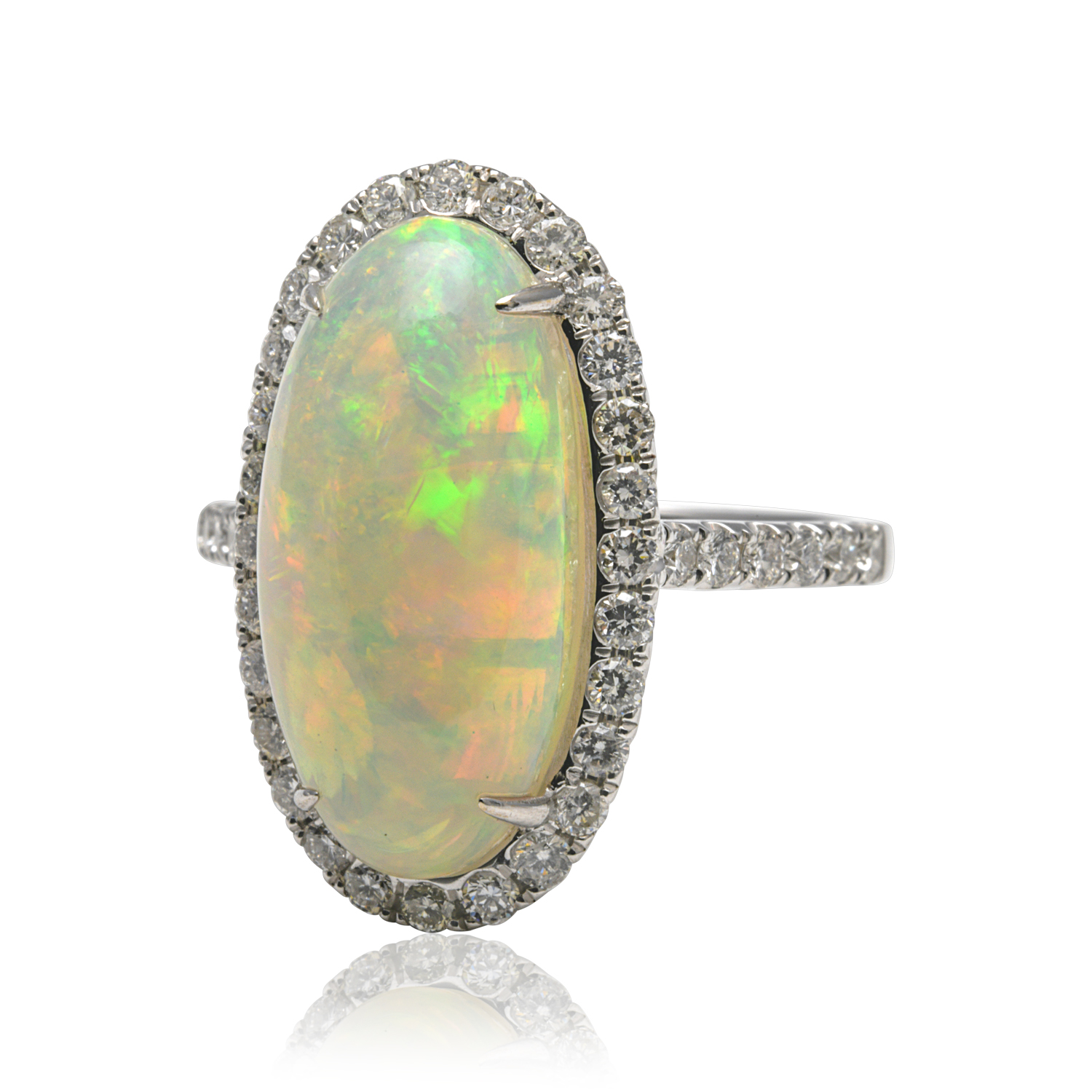 Oval natural opal & diamond ring (3.44ct) - Von Treskow