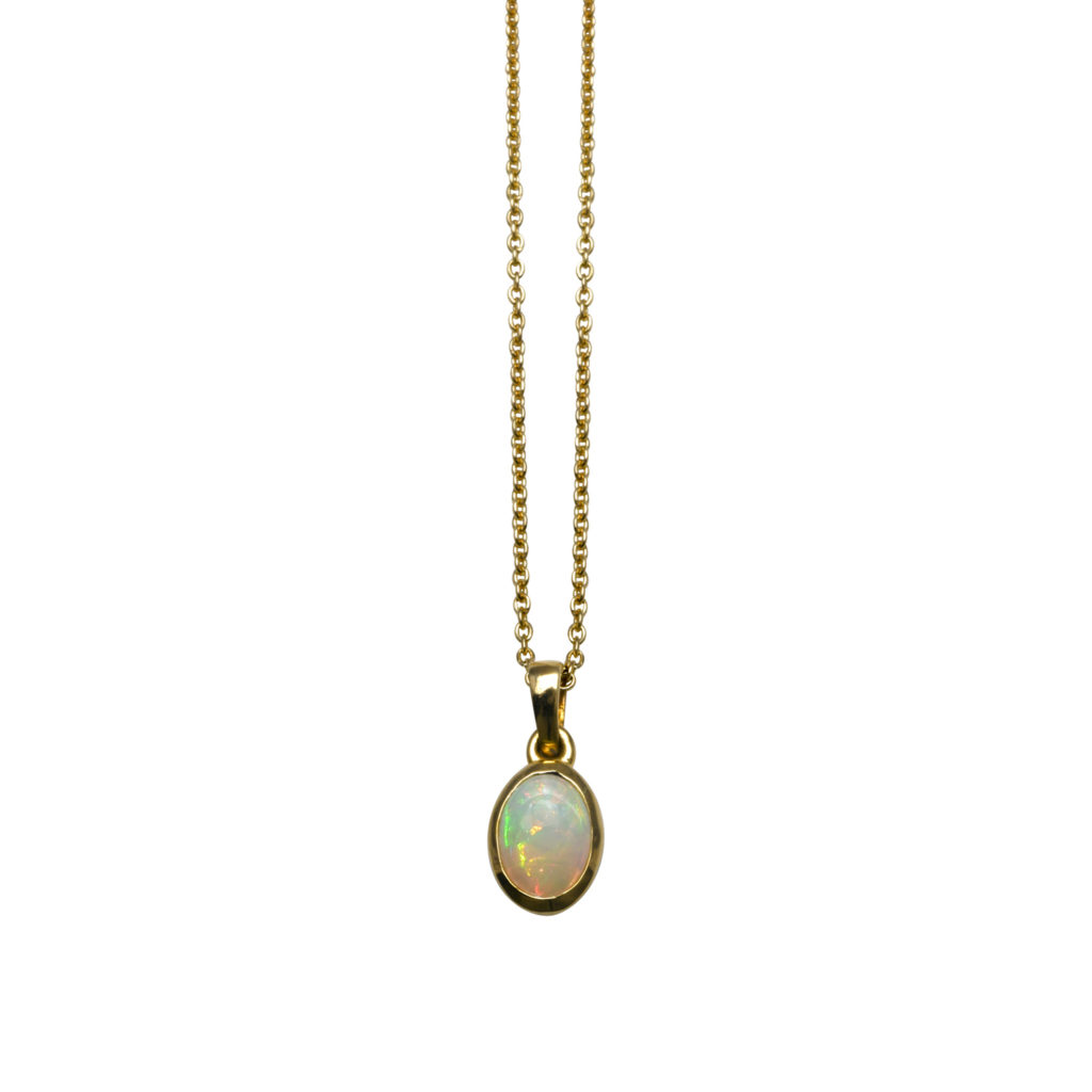 Oval natural opal necklace (7mm x 5mm) - Von Treskow