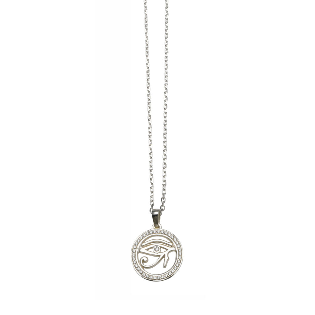 Adjustable necklace with Eye of Horus in CZ frame - Von Treskow