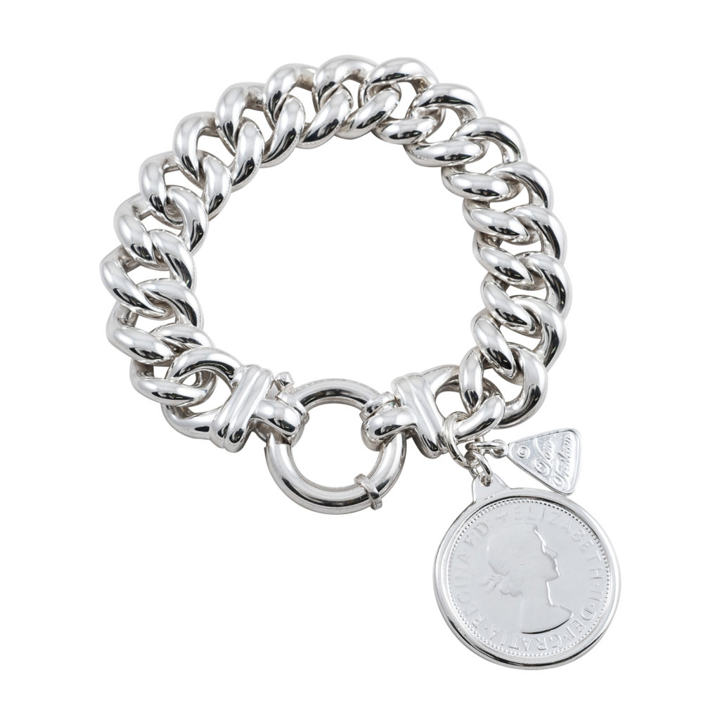 Silver Medium Mama Bolt Bracelet with Florin - Von Treskow